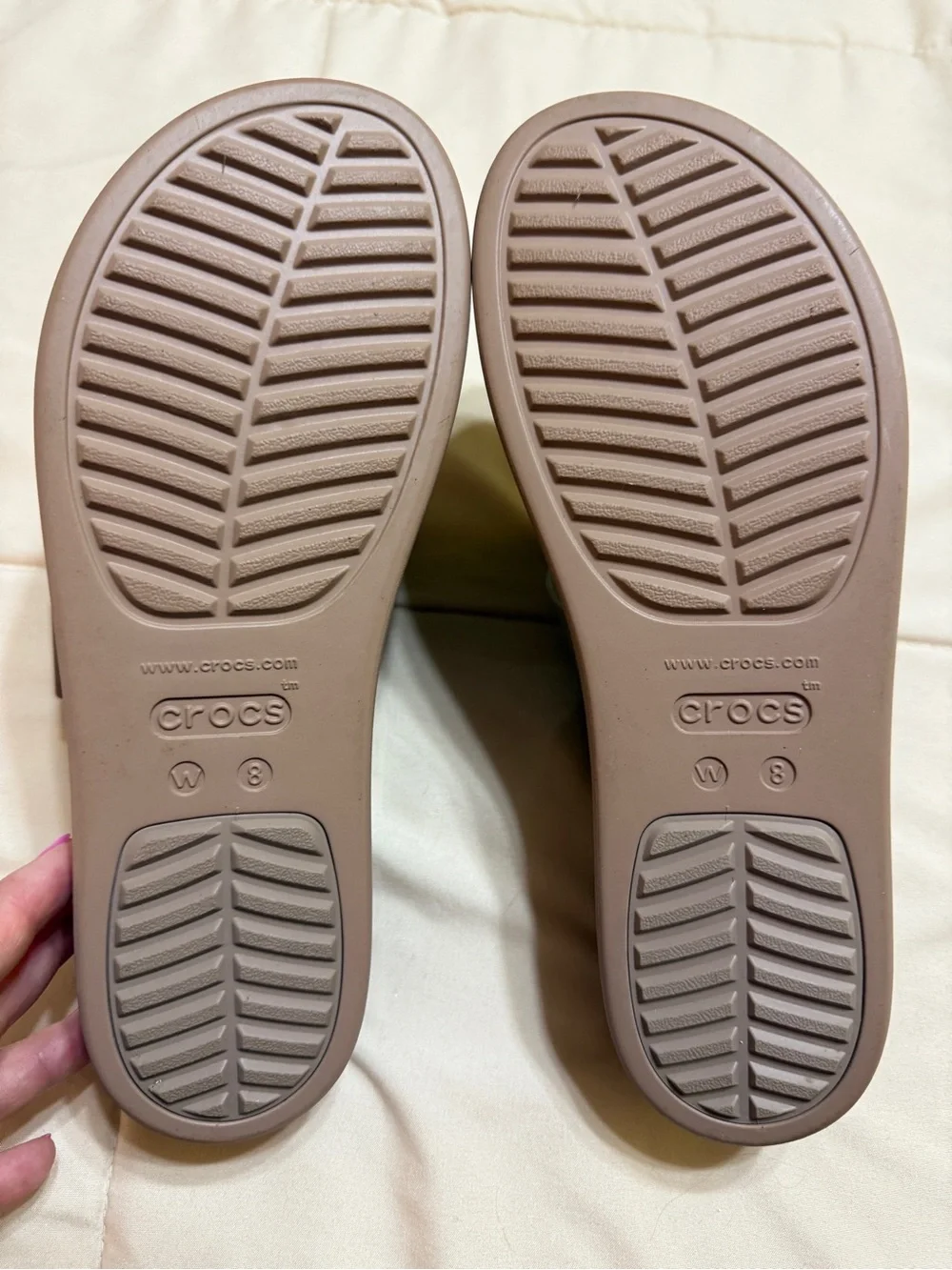 Crocs Double Strap Slide Sandals in Taupe